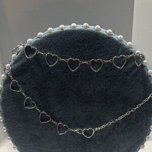 Silver Heart Link Belt/Necklace - Silver Tone
